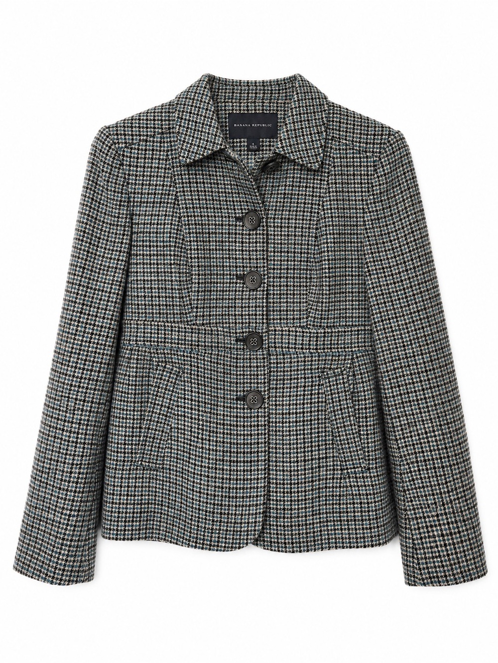 Banana Republic Women's Brown & Gray Houndstooth Button Blazer